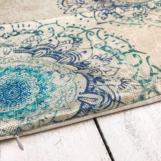Aqua Blue Dual Mandala Pillowcase