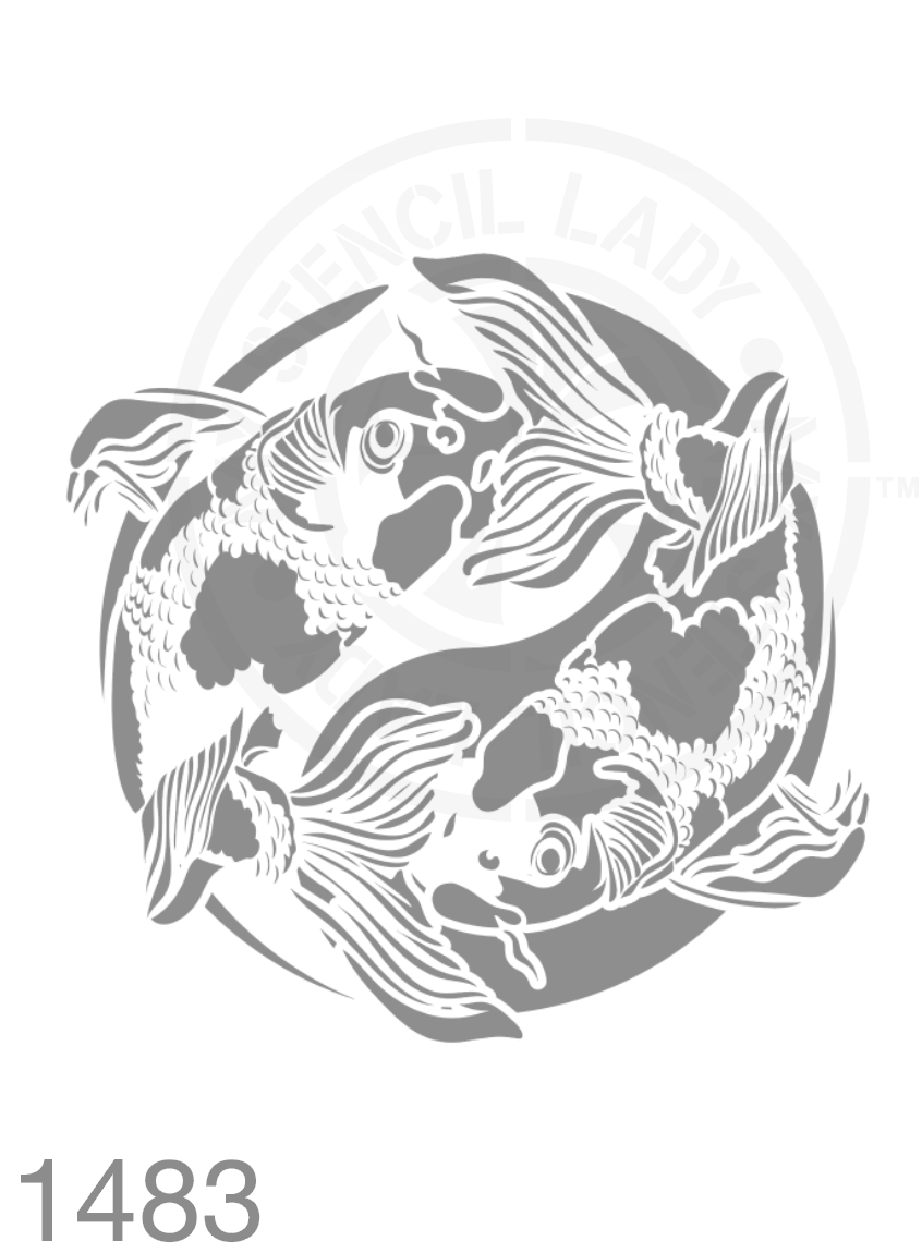 Koi Yin and Yang Stencil 1483