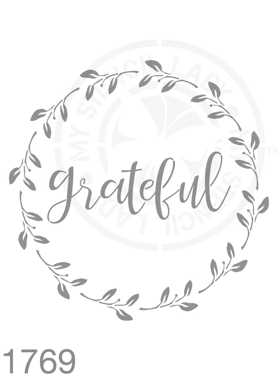 Grateful Wreath Farmhouse Style Stencil 1769 Words Sayings and DIY Sign Templates and Stencils