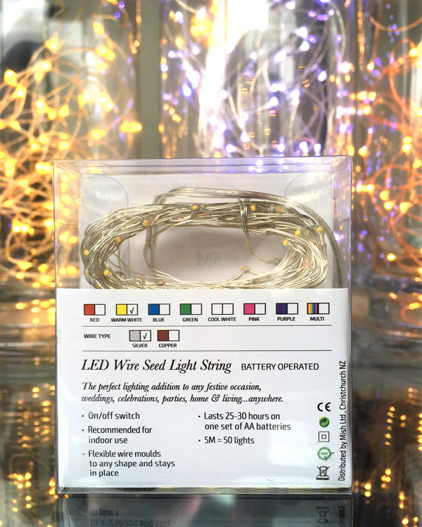 Silver Wire Seed Lights - Warm White 5m