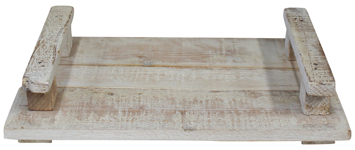 Rustic White Wooden Tray - Small