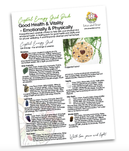 Good Health and Vitality - Emotionally and Physically - Crystal Energy Grid Pack