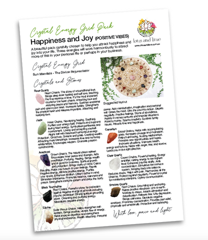 Happiness and Joy - Positive Vibes - Crystal Energy Grid Pack