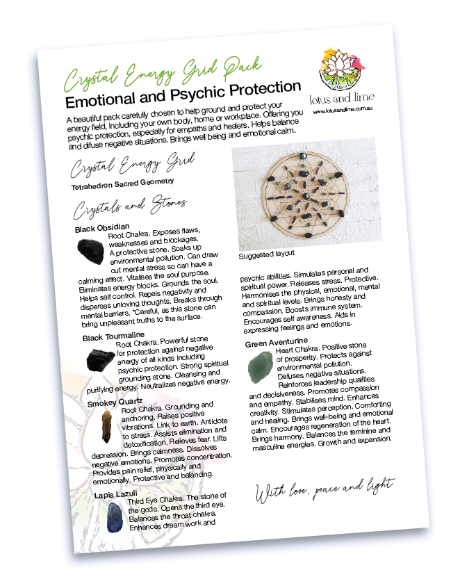 Emotional and Psychic Protection A - Crystal Energy Grid Pack