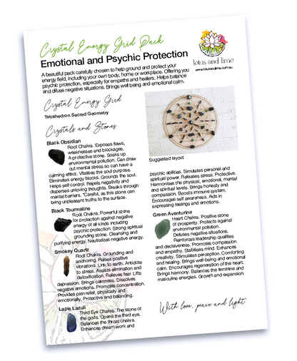 Emotional and Psychic Protection A - Crystal Energy Grid Pack