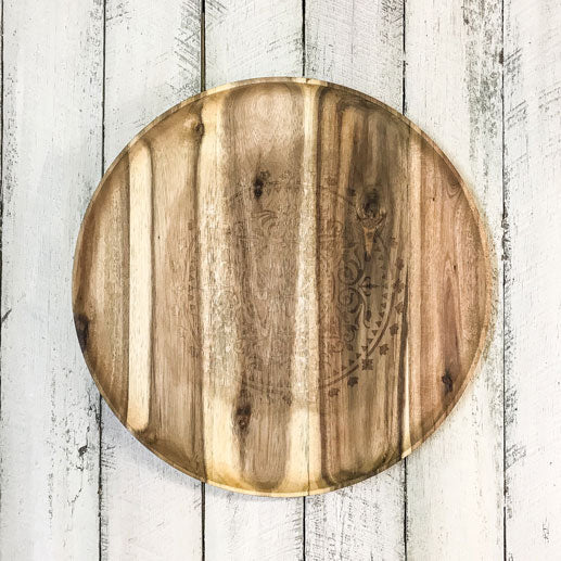 Lotus Mandala Wooden Serving Tray