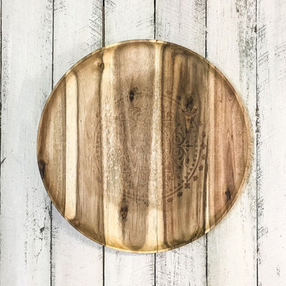 Lotus Mandala Wooden Serving Tray