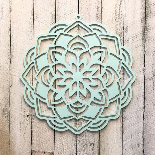 Aqua 'Wisdom' Mandala Timber Hanging
