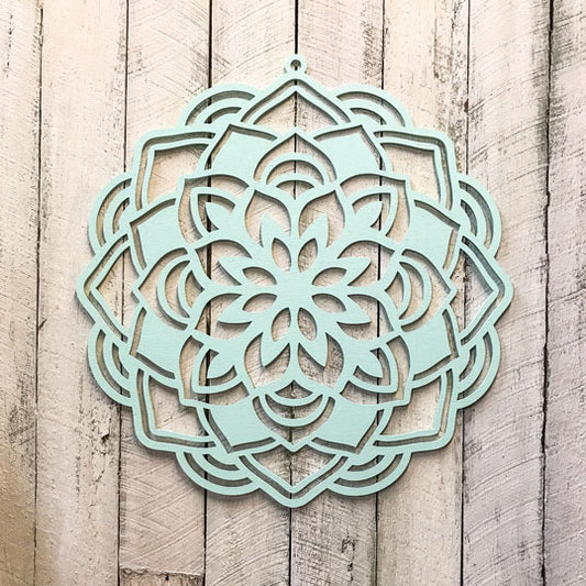 Aqua 'Wisdom' Mandala Timber Hanging