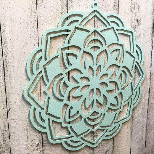 Aqua 'Wisdom' Mandala Timber Hanging