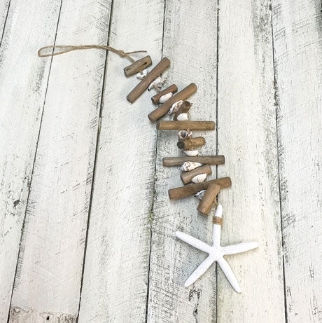 Driftwood Starfish and Shell Hanging