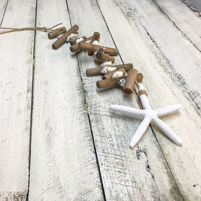 Driftwood Starfish and Shell Hanging