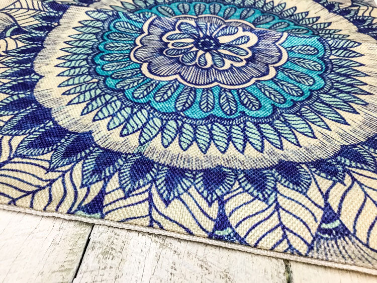 Aqua Blue Flower Mandala Pillowcase