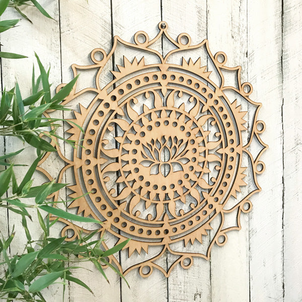 Stained Lotus Mandala Timber Hanging